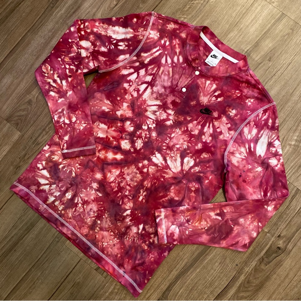 🌺NEW🌺 CUSTOM NIKE TIE DYE MEN’S LONG SLEEVE HENLEY